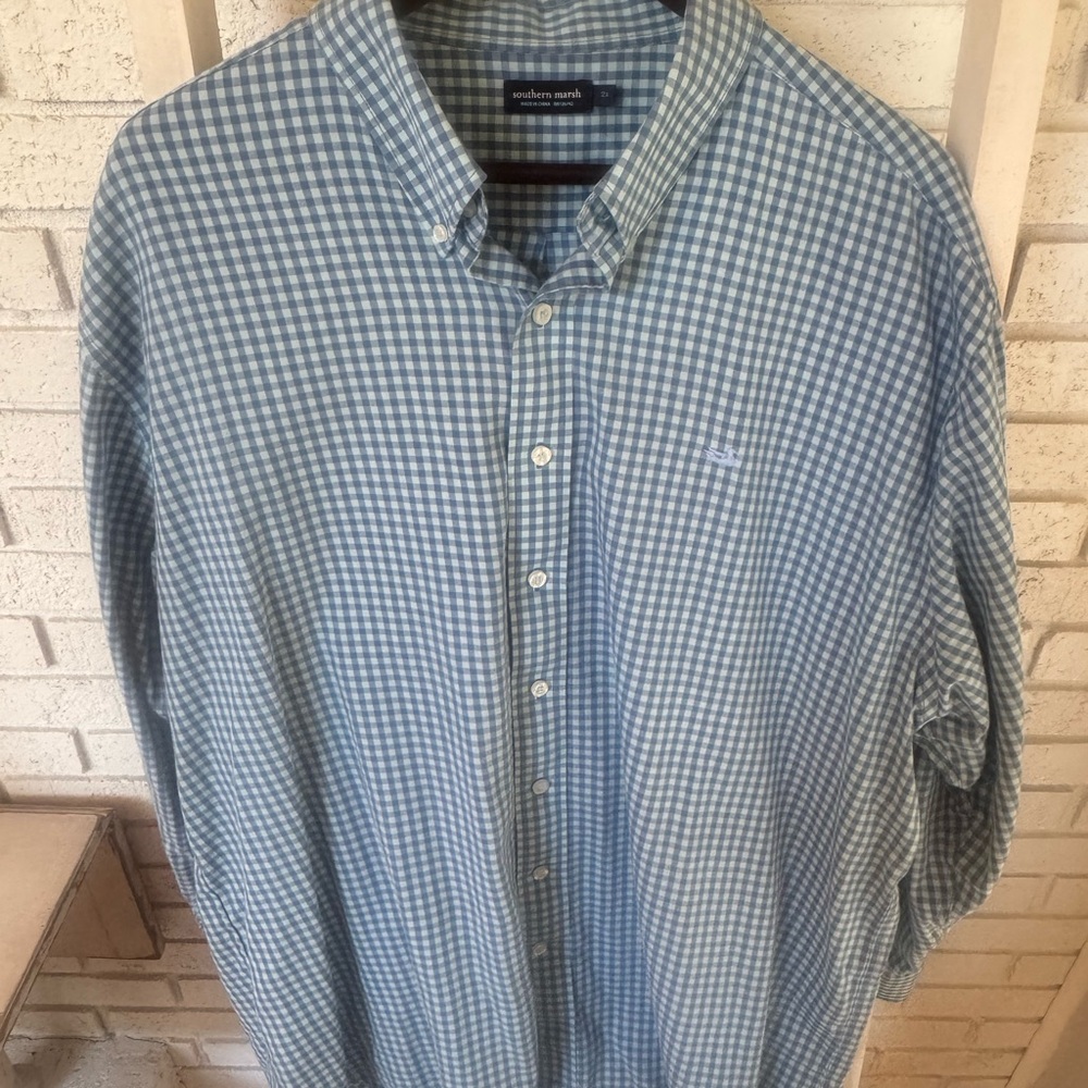 Southern Marsh Blue Checkered Men's Shirt
